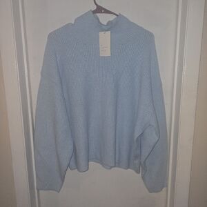 a new day Pastel Blue Ribbed Turtleneck Sweater